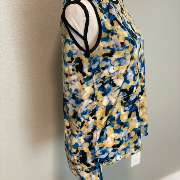 Calvin Klein Abstract Watercolor Print Sleeveless Blouse Size Small - Picture 2 of 4